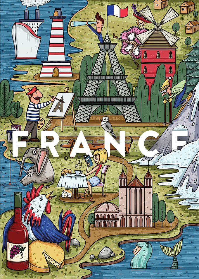 France Funny Doodle Map