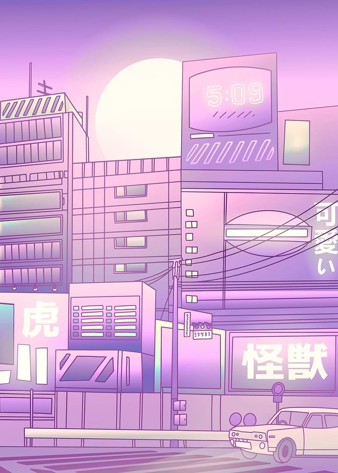 vaporwave city night lofi