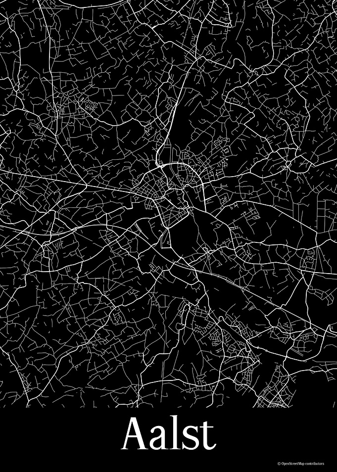 Aalst Belgium Black Map
