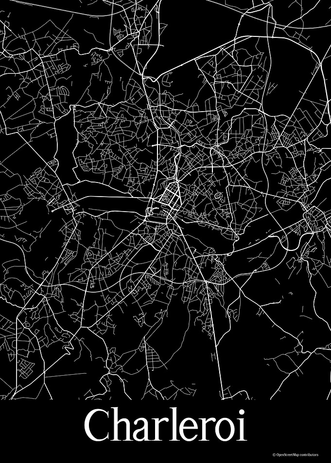 Charleroi Black Map
