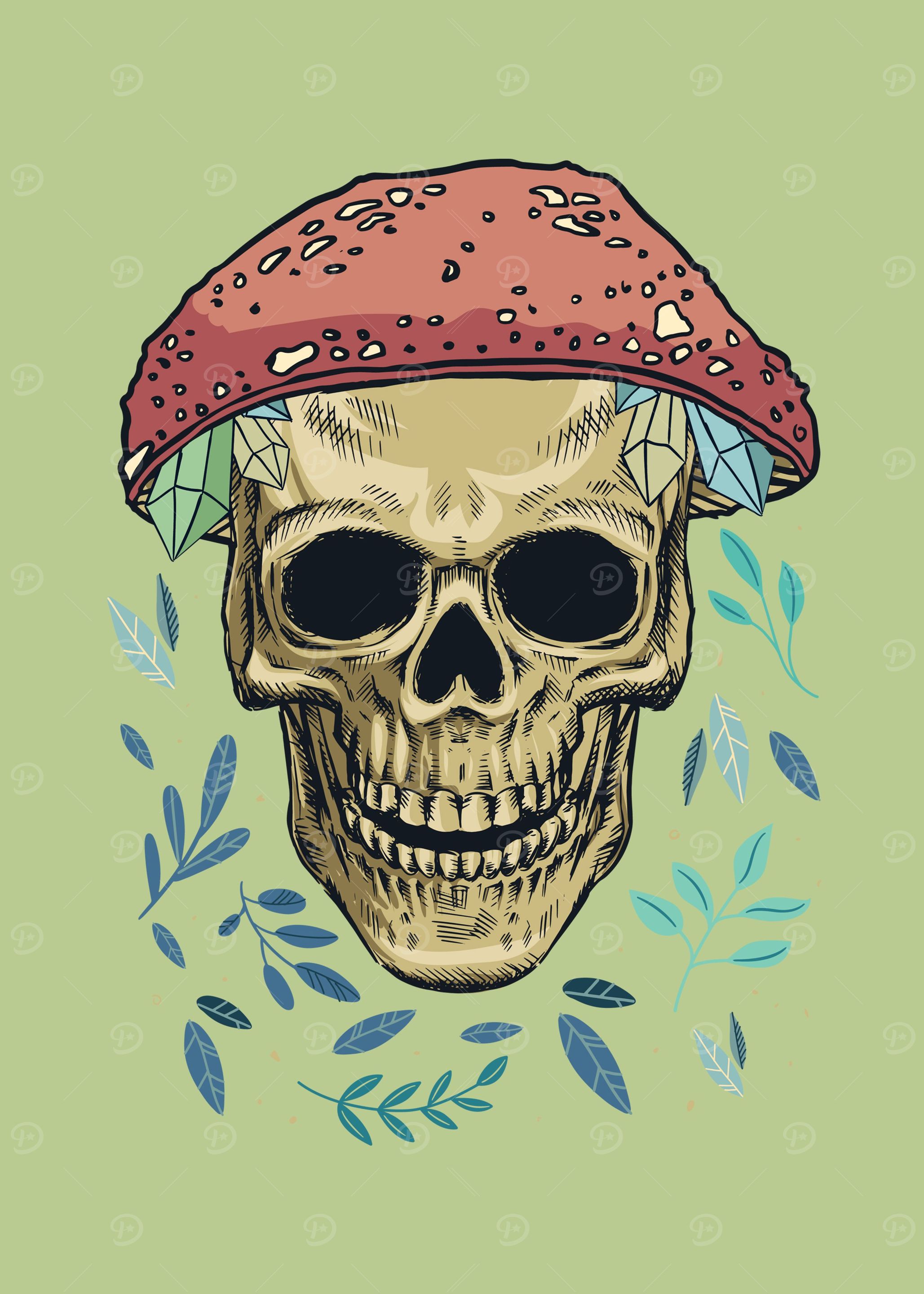 Cottagecore Skull Mushroom
