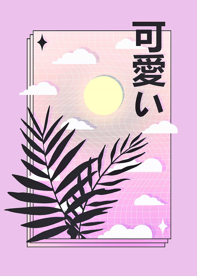 Vaporwave skies moon 90s
