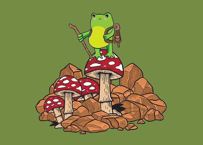 Cottagecore Frog Hiking