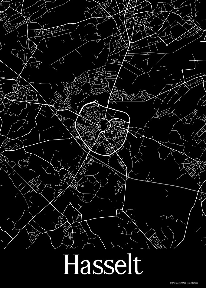 Hasselt Belgium Black Map