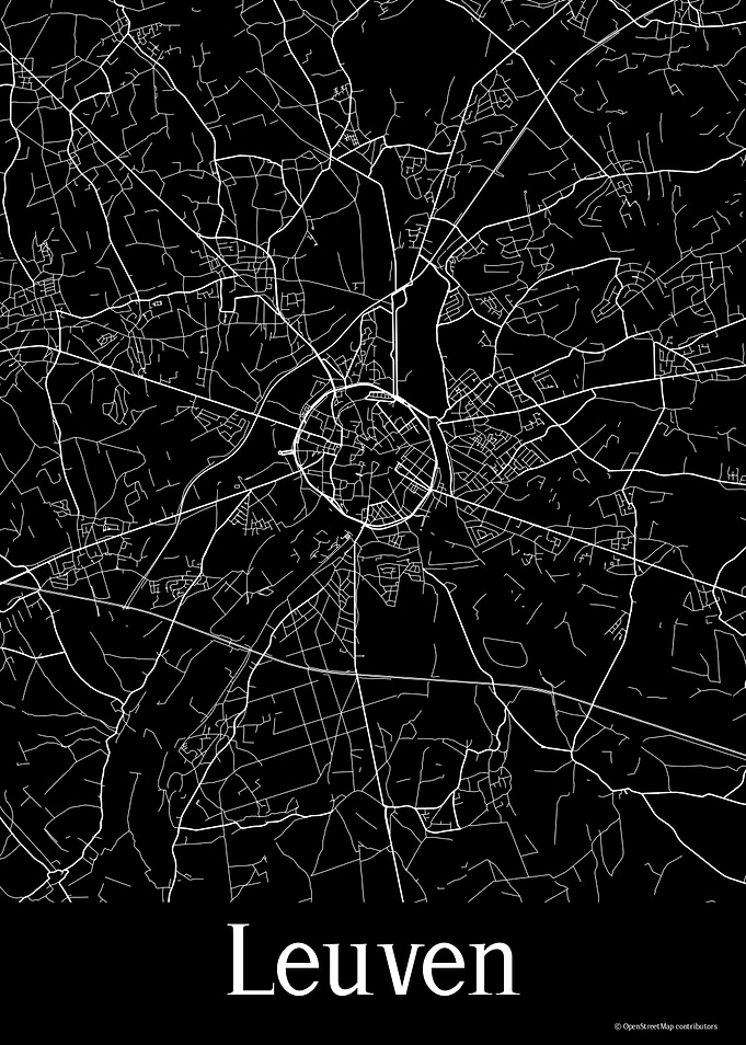 Leuven Belgium Black Map