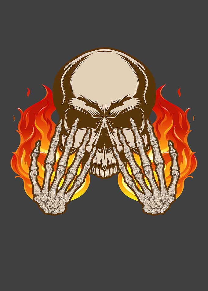 Skull with fire