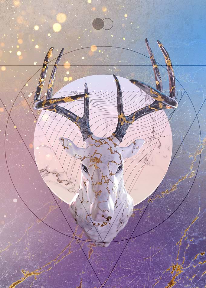 Marble Deer Head