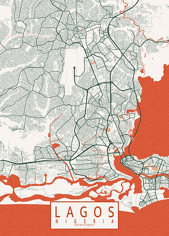Lagos City Map Bohemian