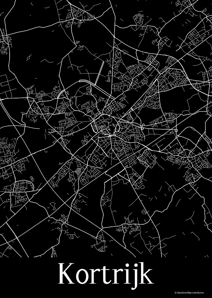 Kortrijk Belgium Black Map