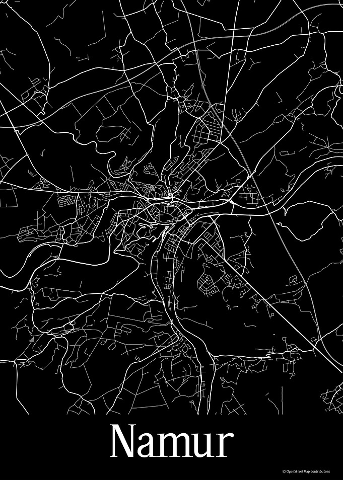 Namur Belgium Black Map