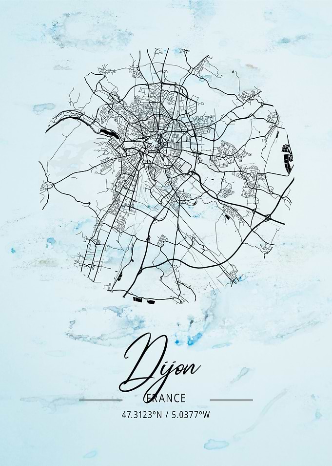 Dijon Alpha Watercolor Map
