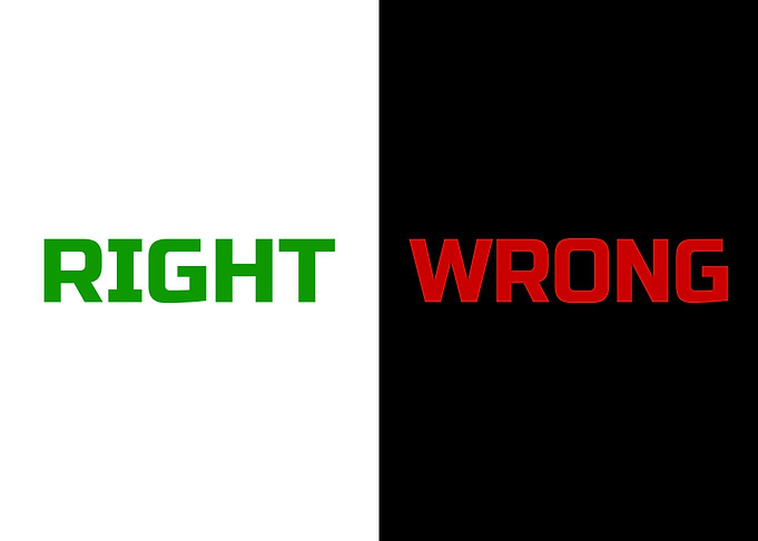 Contrast right wrong