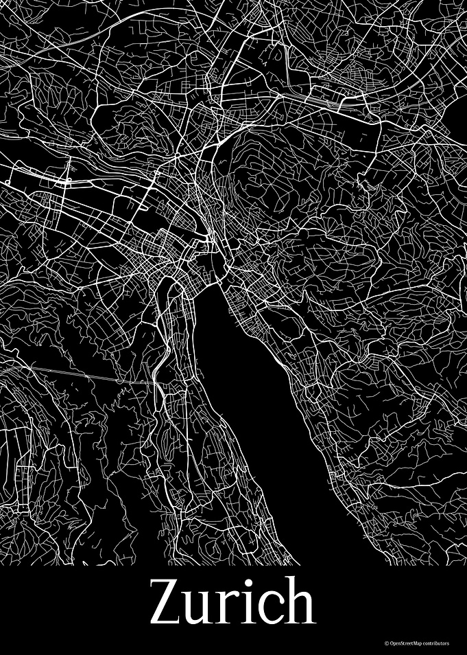 Zurich Black Map
