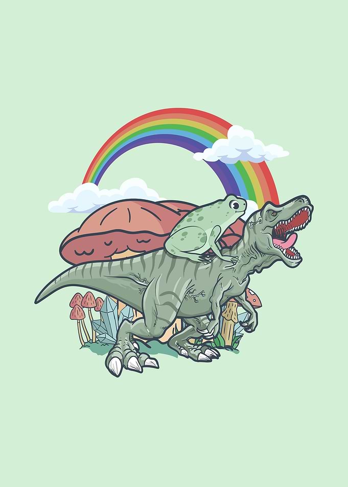 Cottagecore Frog Trex Dino