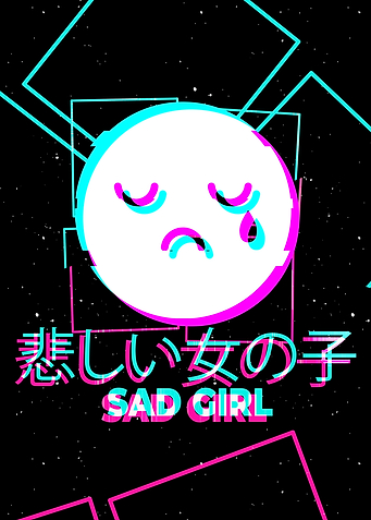 Japanese Glitch Sad Girl