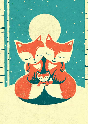 Fox Family in the snow