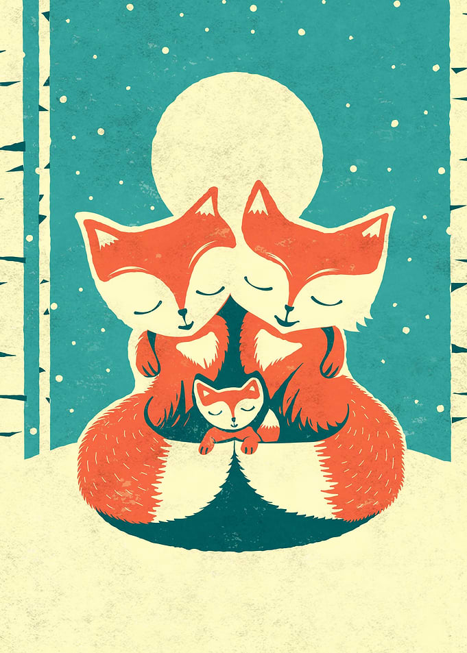 Fox Family in the snow