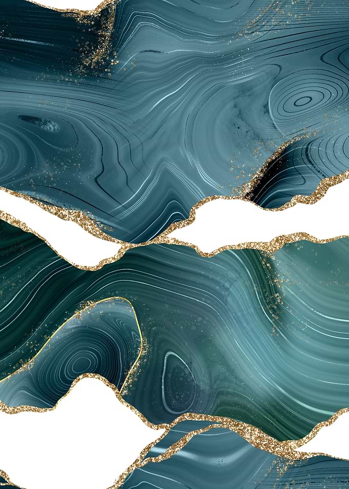 Teal Gold Glitter Agate 05