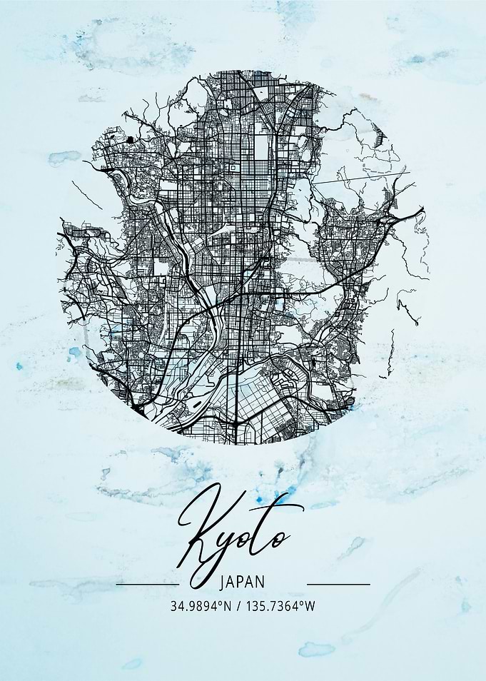 Kyoto Alpha Watercolor Map