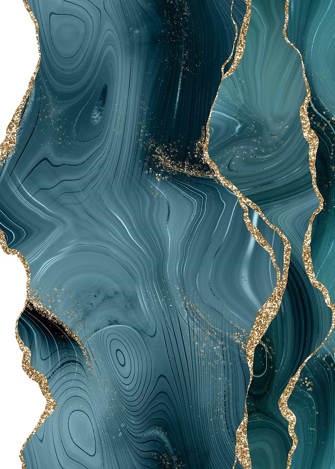 Teal Gold Glitter Agate 08