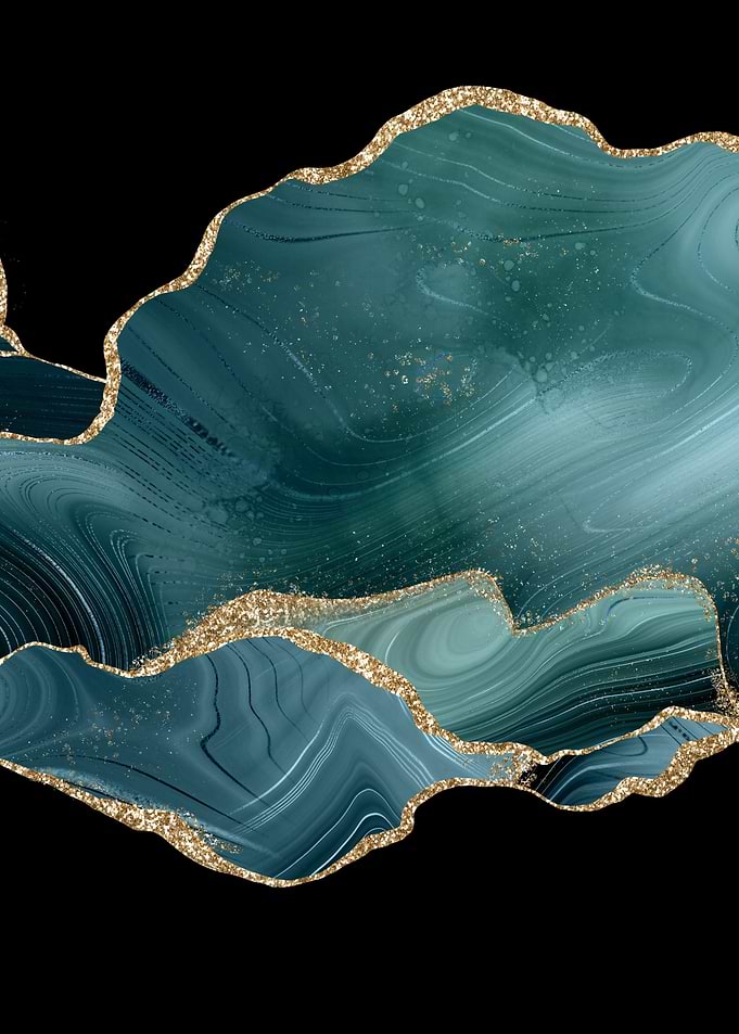 Teal Gold Glitter Agate 03
