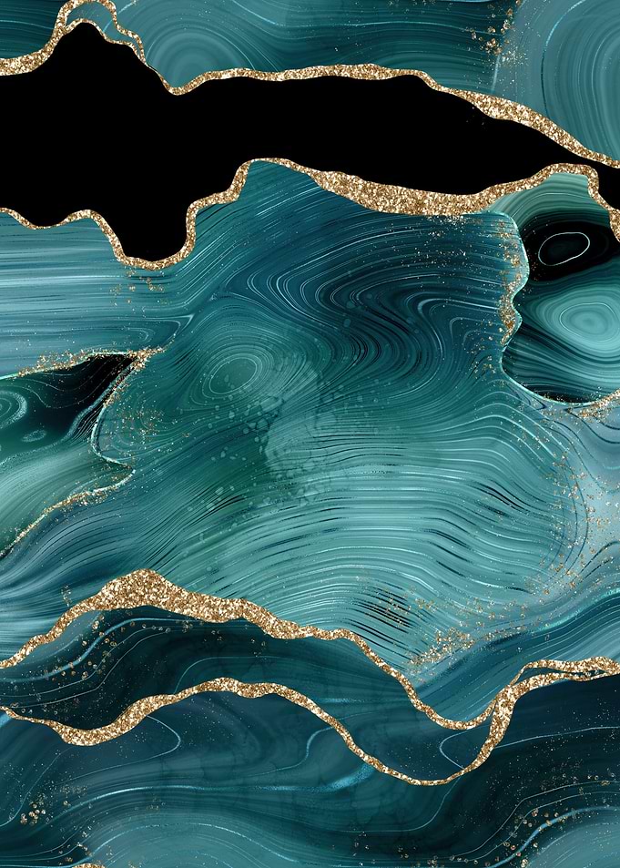 Teal Gold Glitter Agate 02