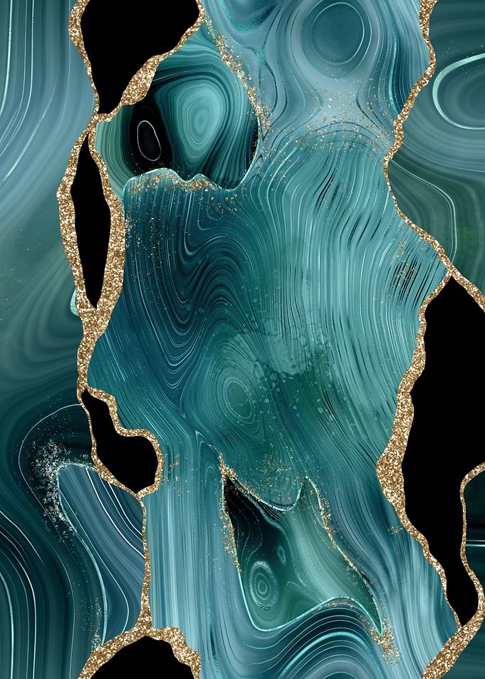 Teal Gold Glitter Agate 04