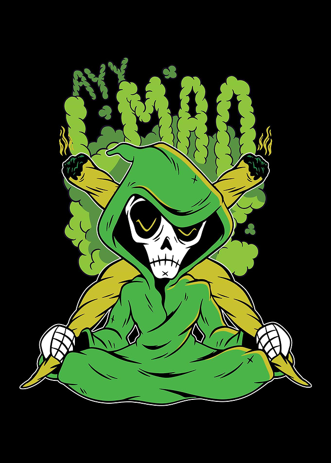 Grim reaper stoner tattoo