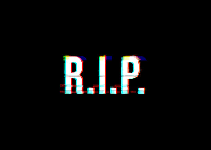 Glitch text RIP rest in pe