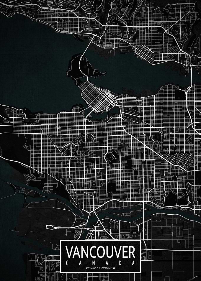 Vancouver City Map Dark