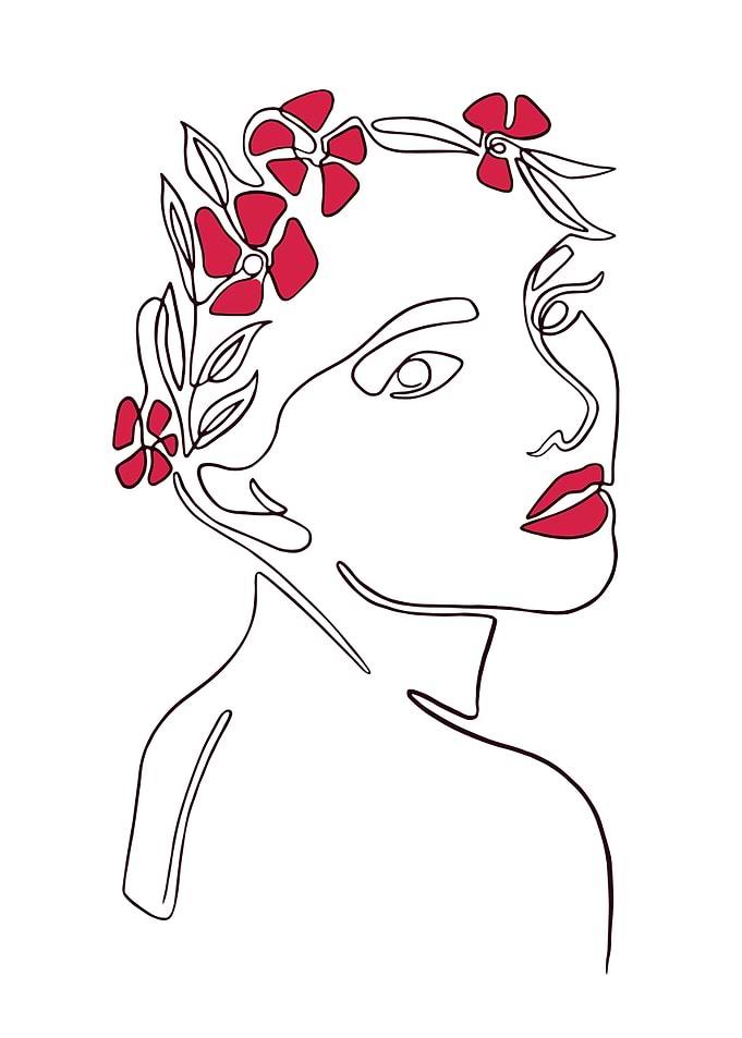 Tattoo line woman angel