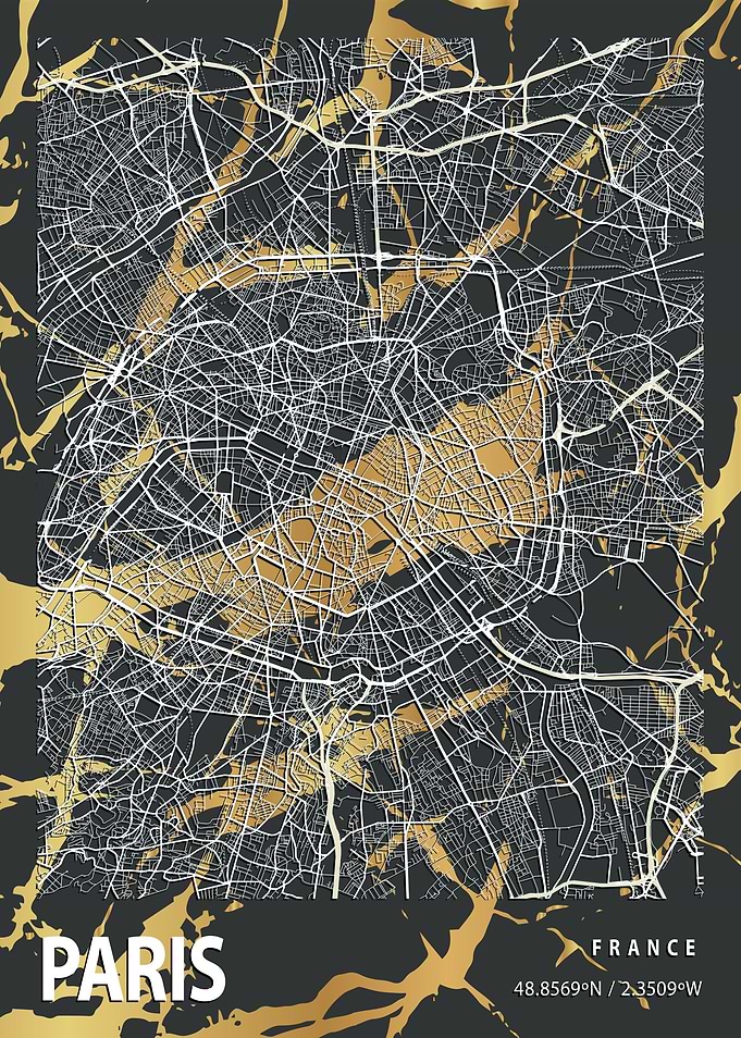 Paris Map France Marble