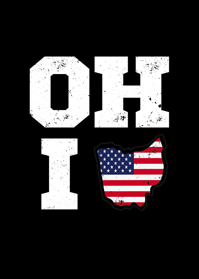 Ohio Map State USA Flag