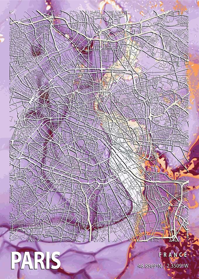 Paris Map France Marble