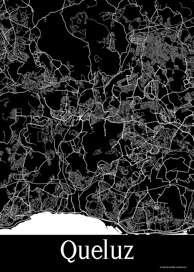 Queluz Portugal Black Map