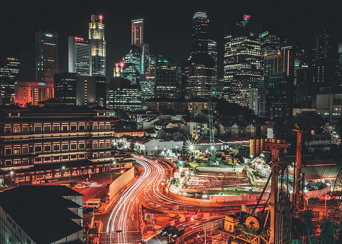 Aerial views of city light