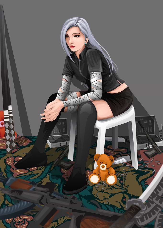 a girl with some weapon