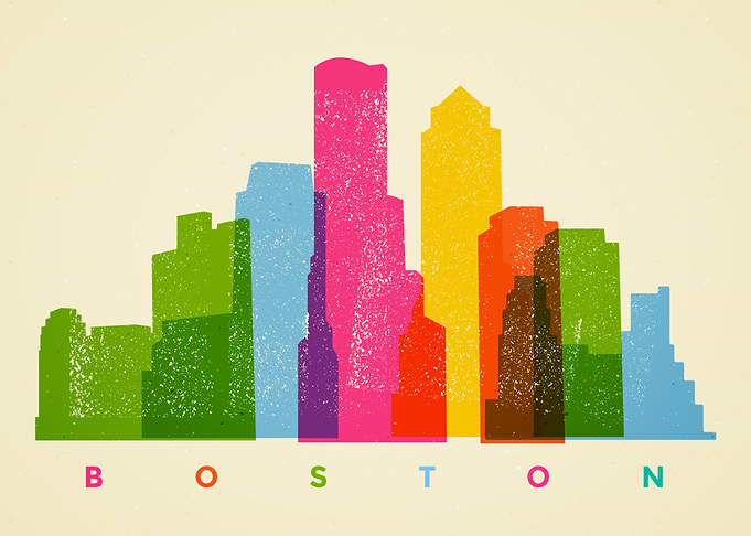 Colorful Boston Skyline