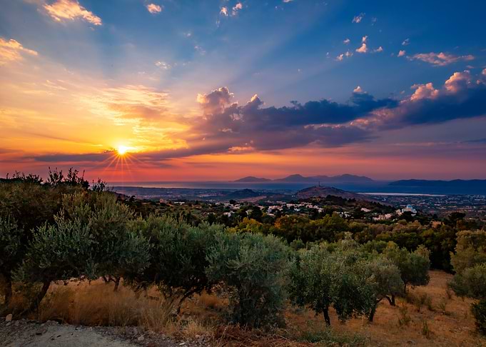 Sunset on a Greek island