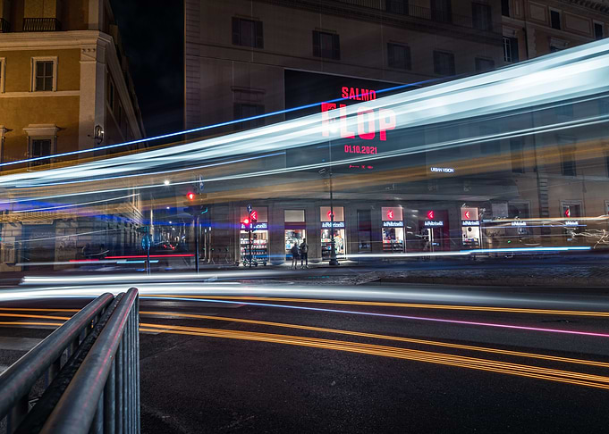 Rome city street at night