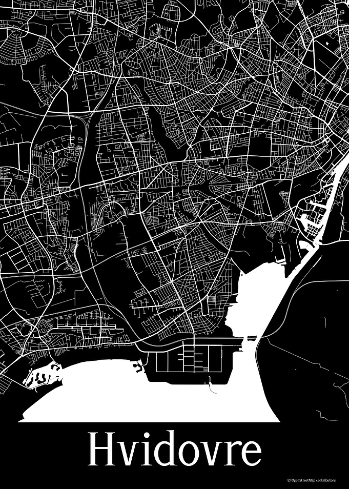 Hvidovre Denmark Black Map