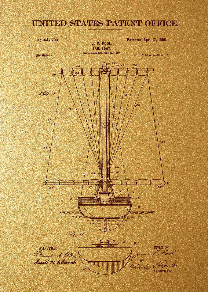 9 Sail Boat Patent Print