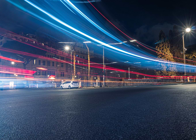 Night city traffic neon