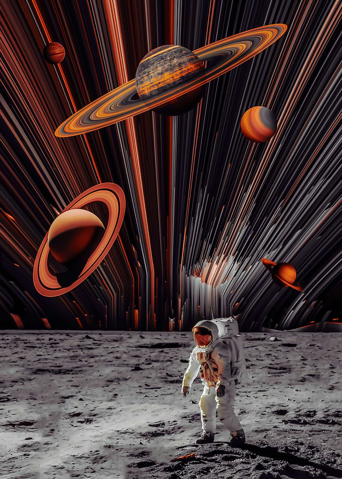 Astronaut and Space Lines