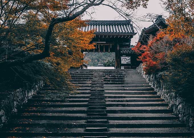 Temple in Kyoto in Autumn