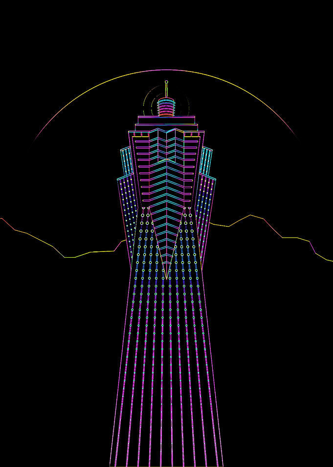 Neon Line Art Tower