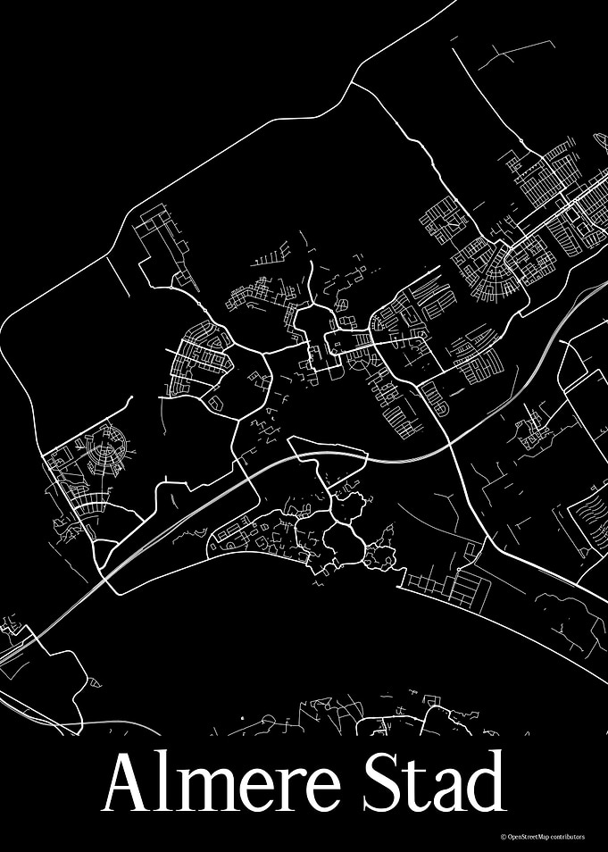 Almere Stad Black Map