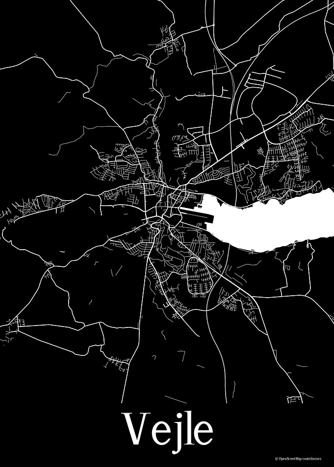 Vejle Denmark Black Map