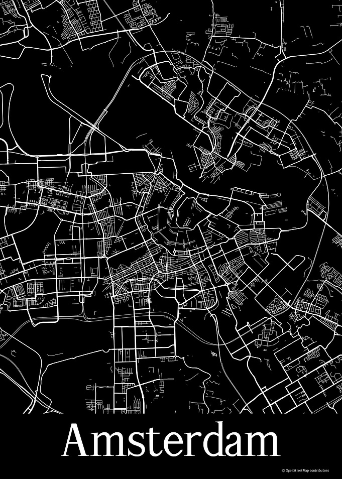 Amsterdam Black Map