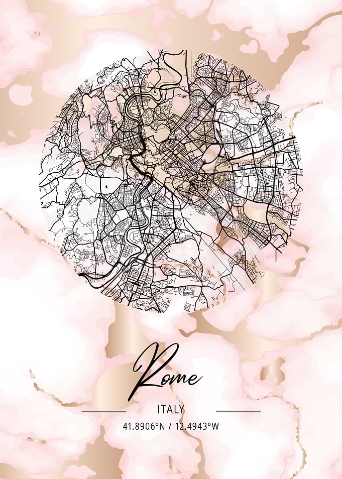Rome City Map Italy marble